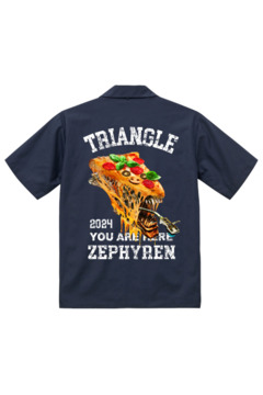 TRIANGLE'24xZephyren - Alien Pizza - OPEN COLLAR SHIRT NAVY