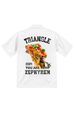 TRIANGLE'24xZephyren - Alien Pizza - OPEN COLLAR SHIRT WHITE