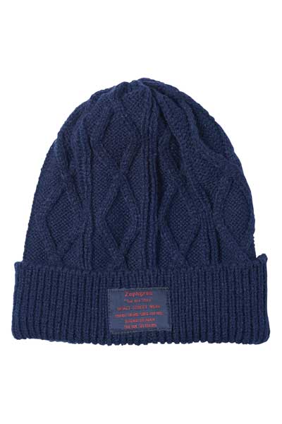 CABLE KNIT BEANIE -You Are Here- NAVY