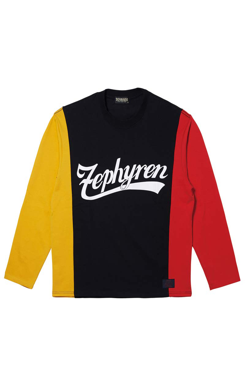SWITCHING TEE L/S BLACK / MUSTARD / RED