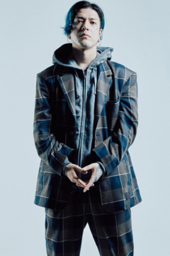 WIDE TAILORD JACKET  BLACK / CHECK